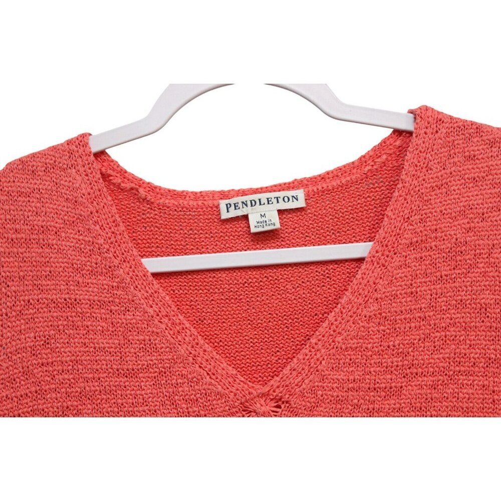 Pendleton Sleeveless Sweater Size Medium Pink Coral Open Knit Preppy Beach Tank - Picture 6 of 11
